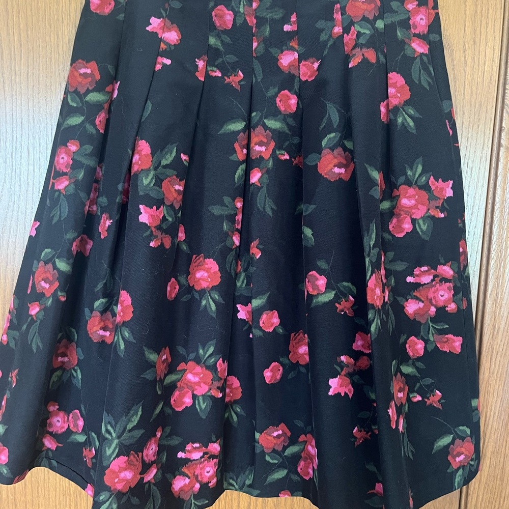 Talbots Black and Pink Pleated Midi Skirt